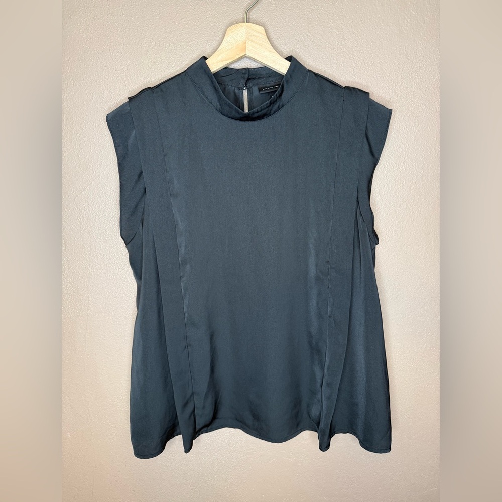 Who What Wear Black High Neck Sleeveless Blouse Keyhole Neck Size XL Whimsigoth